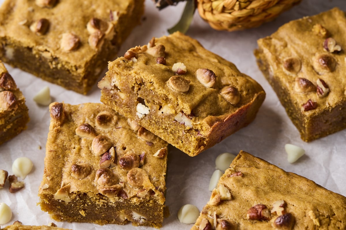Dense and Chewy Pumpkin Spice Blondies