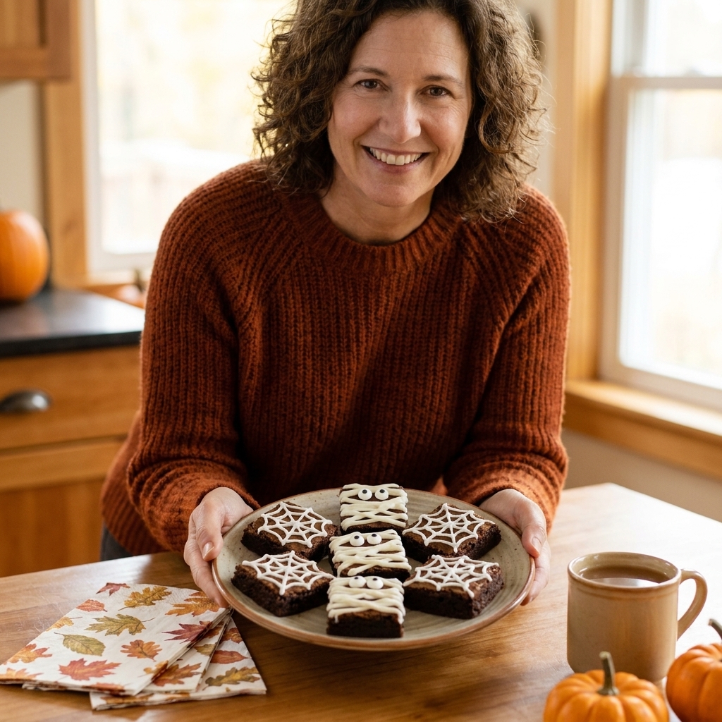 Easy Spider Web and Mummy Brownies